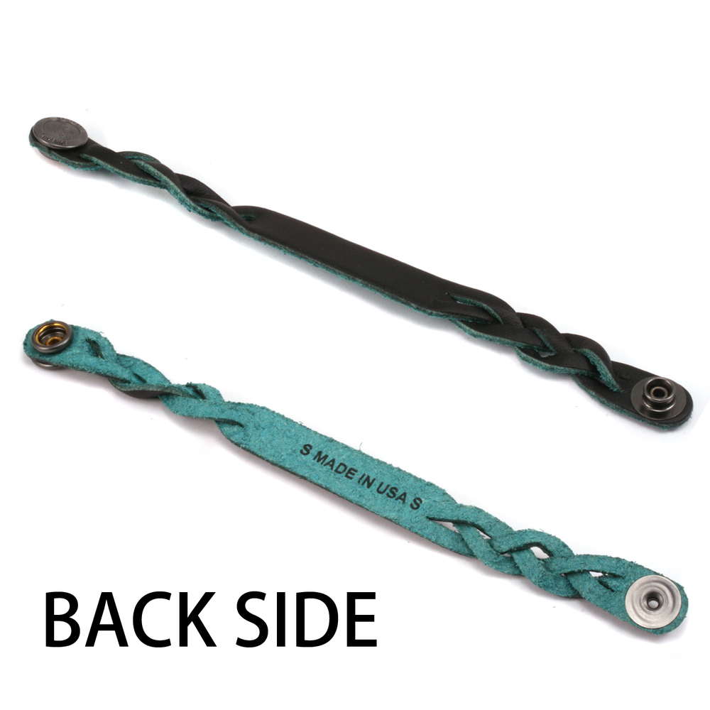 Leather Leather Braided Bracelet 1/2" Small, Black/Turquoise