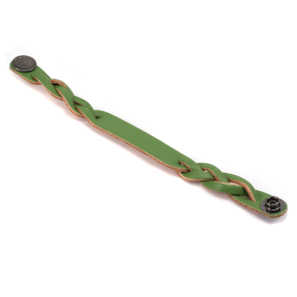 Leather & Faux Leather Leather Braided Bracelet 1/2" Olive 6 3/4" Long