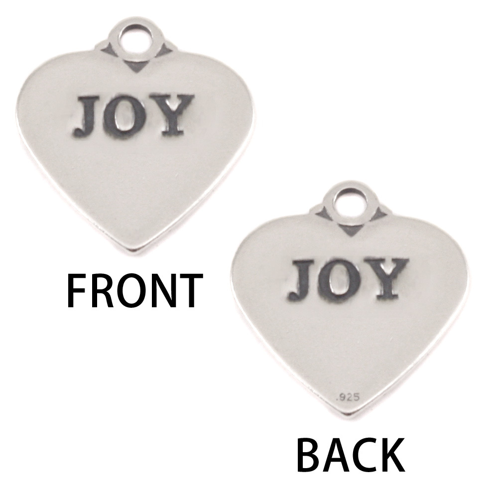 Charms & Solderable Accents Sterling Silver Heart Charm with Top Loop, JOY