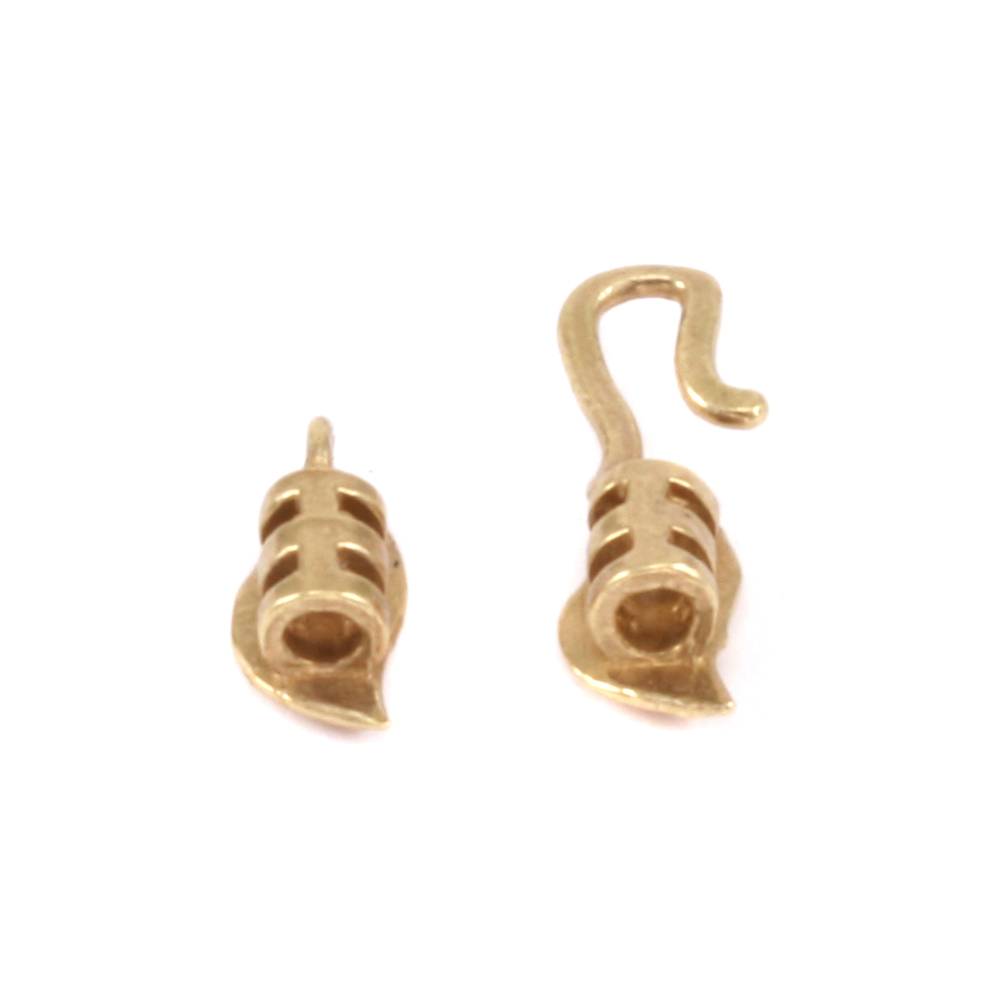 Chain & Clasps Brass Leaf Hook and Eye Clasp with Pinch Ends, 1.5 ID,