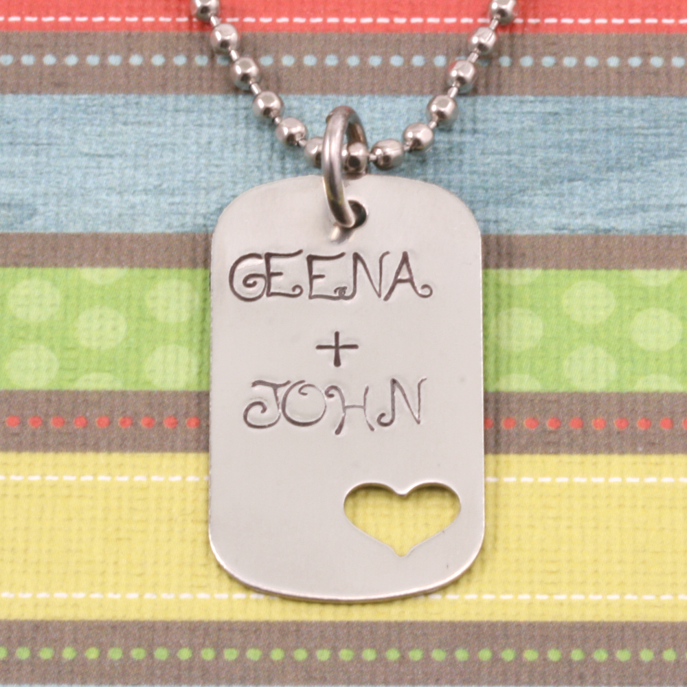 Metal Stamping Blanks Sterling Silver Medium Dog Tag with Heart cut out, 24g