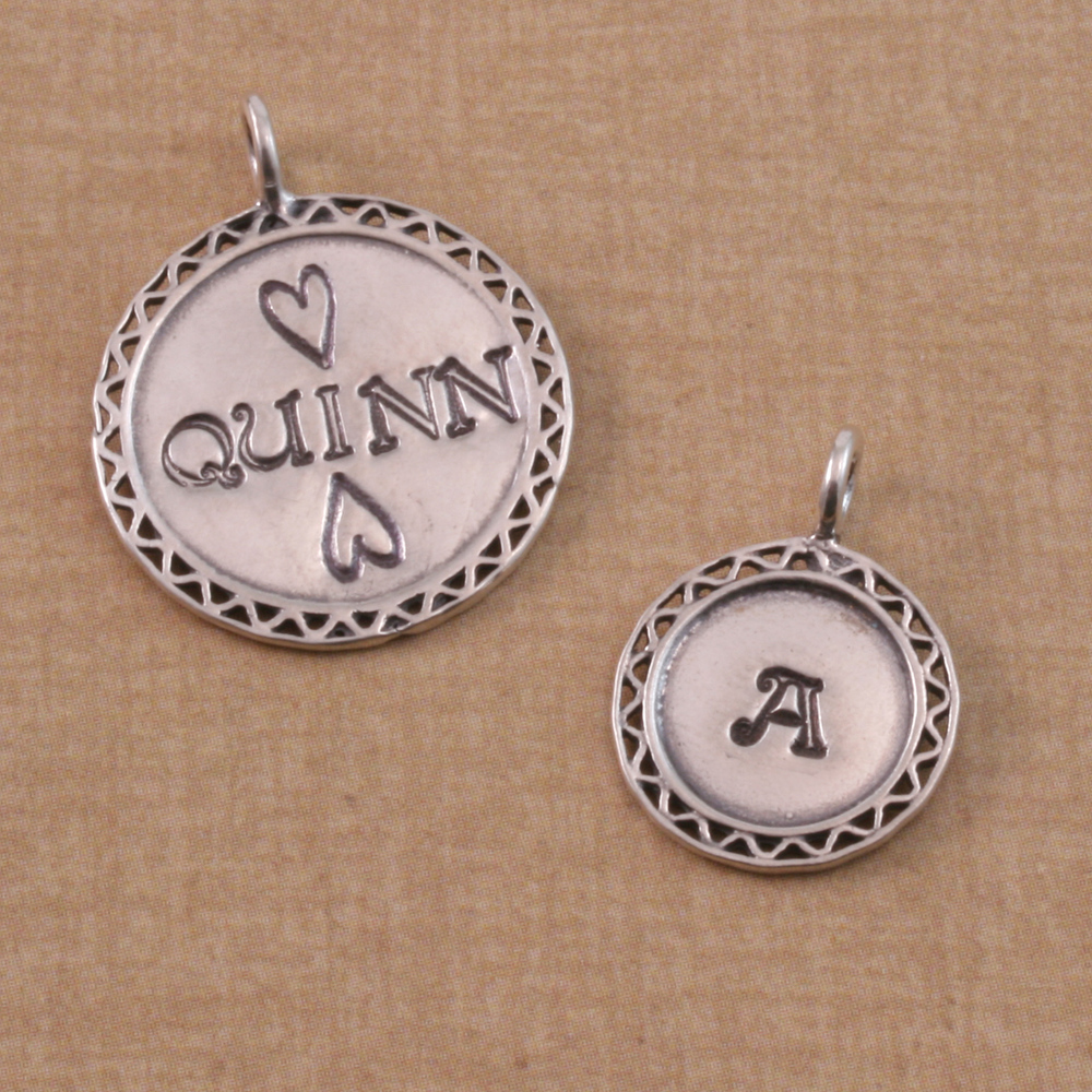 Metal Stamping Blanks Sterling Silver Filigree Edge Pendant, Large
