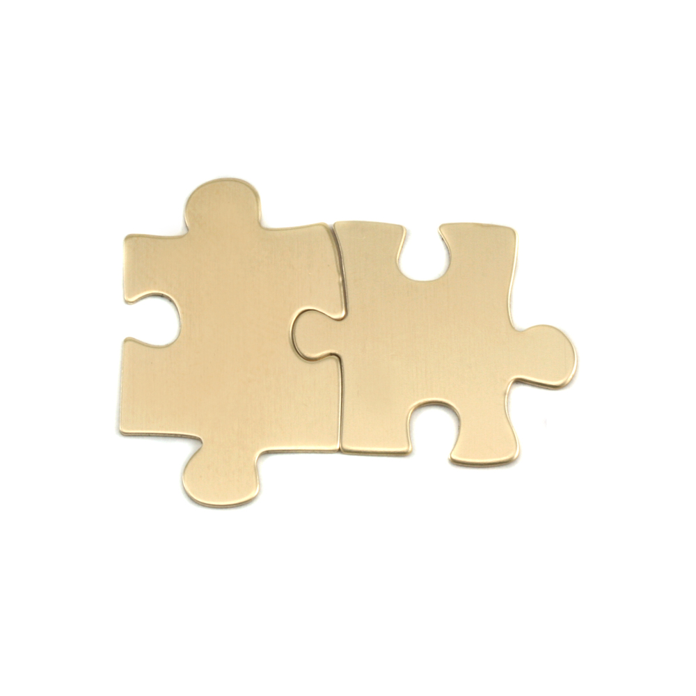 Metal Stamping Blanks Brass Paired Puzzle Pieces, 24g
