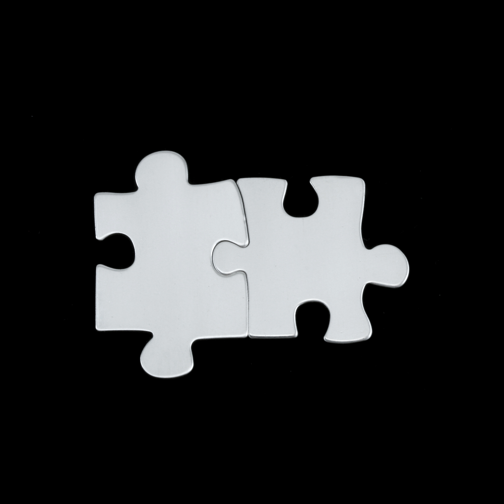 Metal Stamping Blanks Sterling Silver Paired Puzzle Pieces, 24g