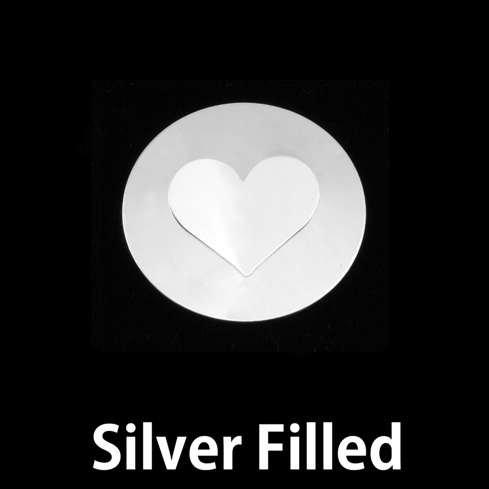 Metal Stamping Blanks Silver Filled Circle with Medium Classic Heart cut out, 24g