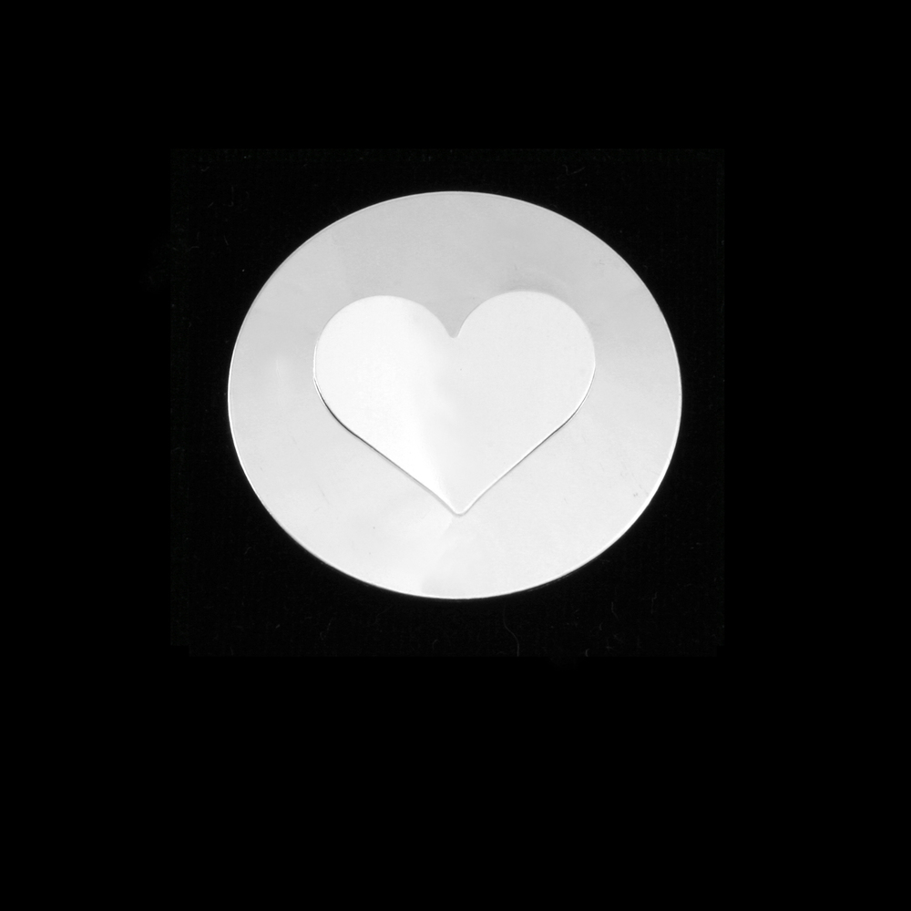 Metal Stamping Blanks Sterling Silver Circle with Medium Classic Heart Cutout, 32mm (1.25"), 24g