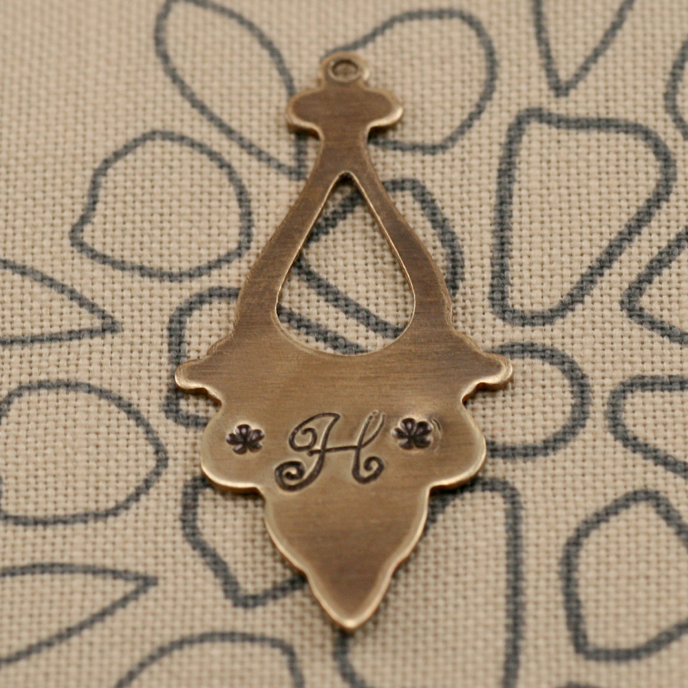 Metal Stamping Blanks Antiqued Brass Open Georgian Drop with Top Loop, 24g