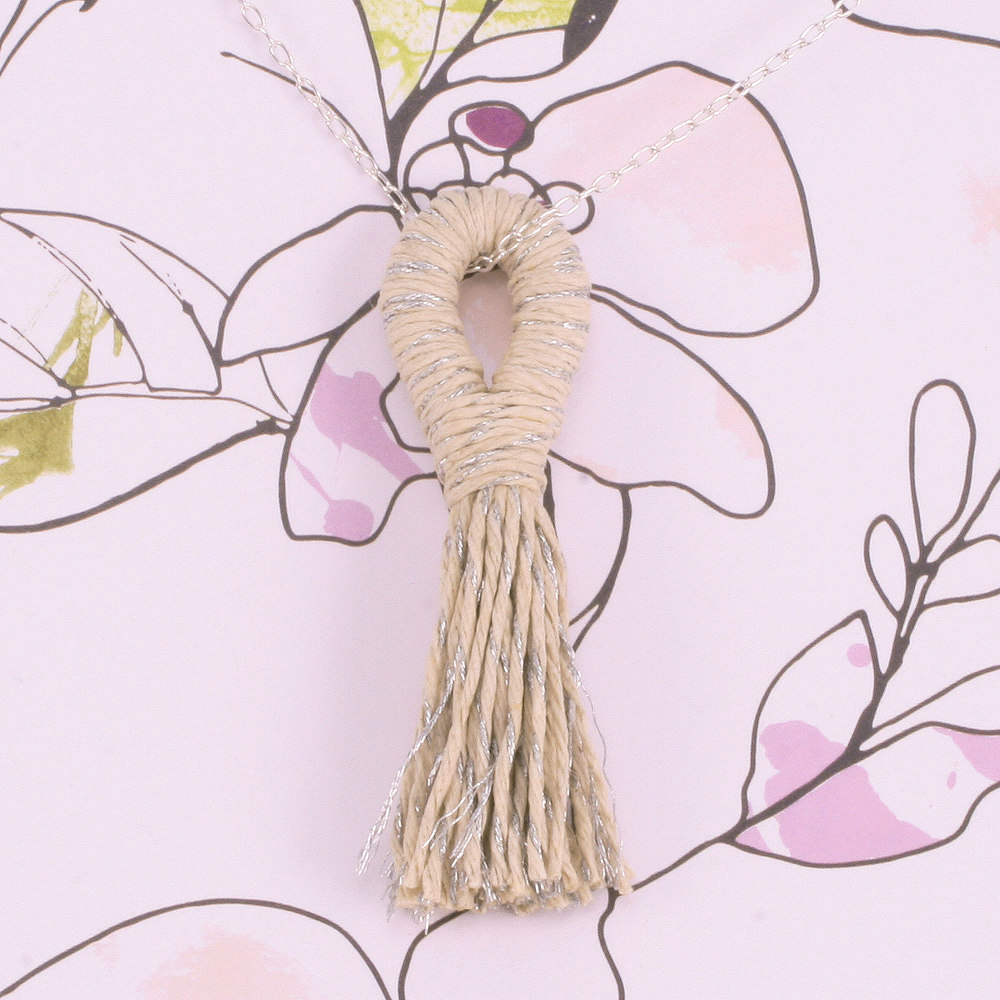 Rivets, Findings & Stringing Hemp Cord- Mini Card Natural and Metallic Silver