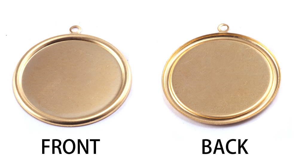 Metal Stamping Blanks Brass Pressed Circle with Raised Edge, 29mm (1.14"), 26g