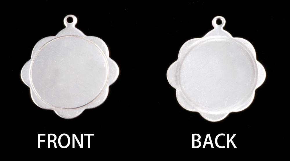 Metal Stamping Blanks Sterling Silver Scalloped Pendant with Circle Border, 24g