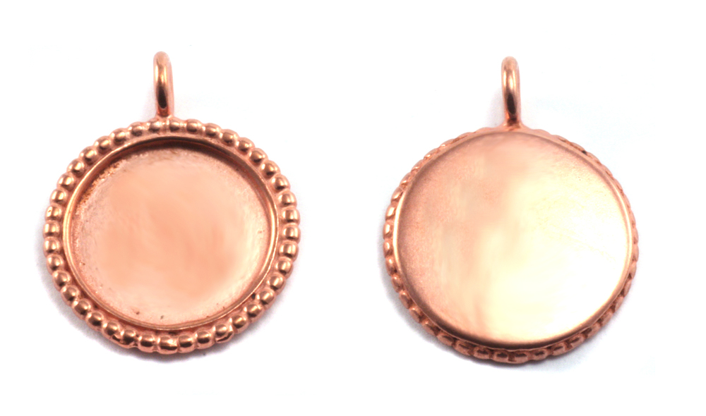 Metal Stamping Blanks Copper Circle Pendant with Dotted Edge, Medium