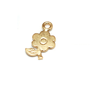 Charms & Solderable Accents Gold Filled Tiny Flower Charms with Stem