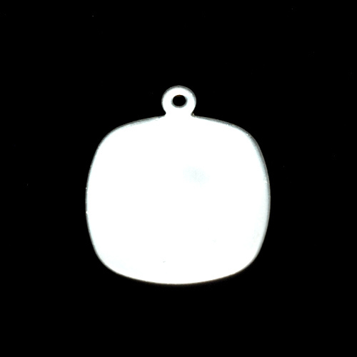 Metal Stamping Blanks Sterling Silver Rounded Square w/Top Loop (18mm), 24g