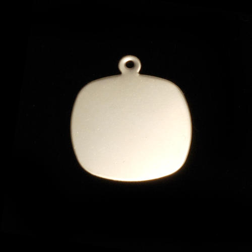 Metal Stamping Blanks Gold Filled Rounded Square Pendant with Top Loop, 24g