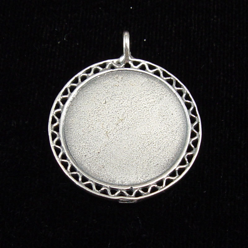 Metal Stamping Blanks Sterling Silver Filigree Edge Pendant, Large