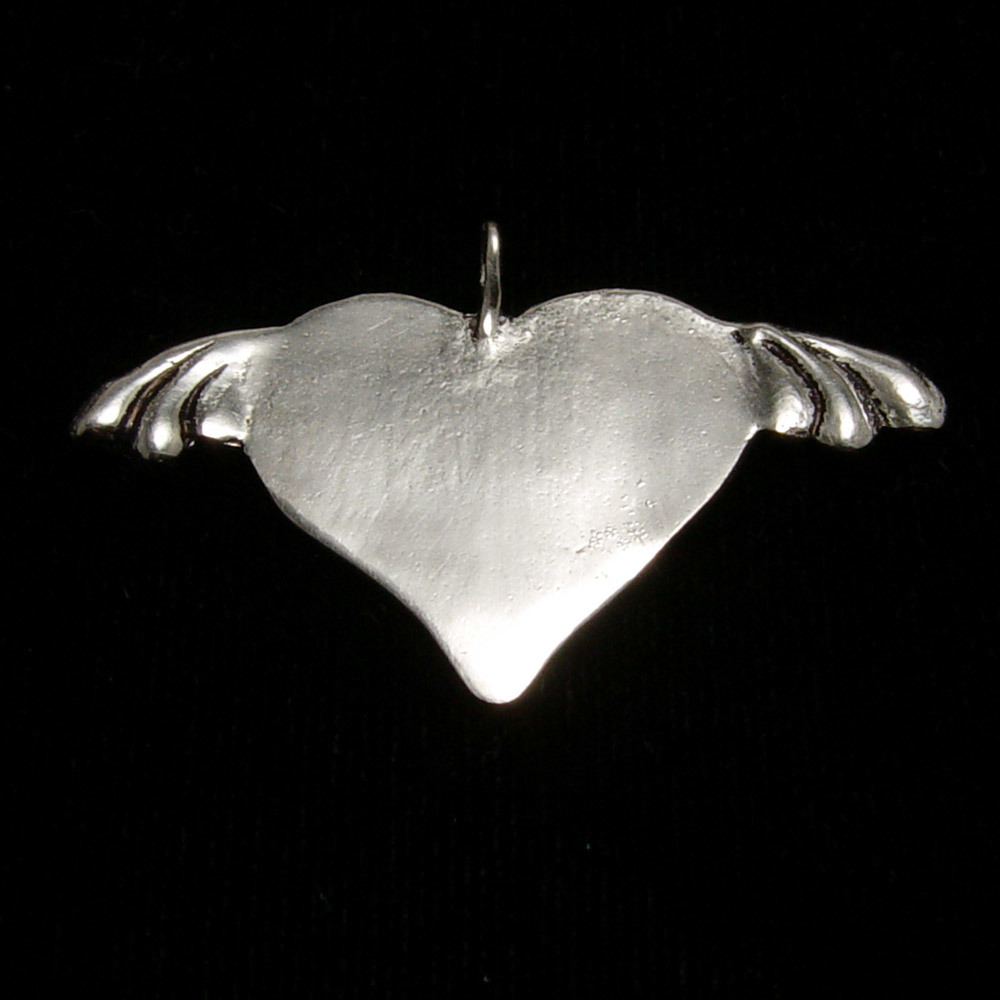Metal Stamping Blanks Sterling Silver Heart with Wings Pendant