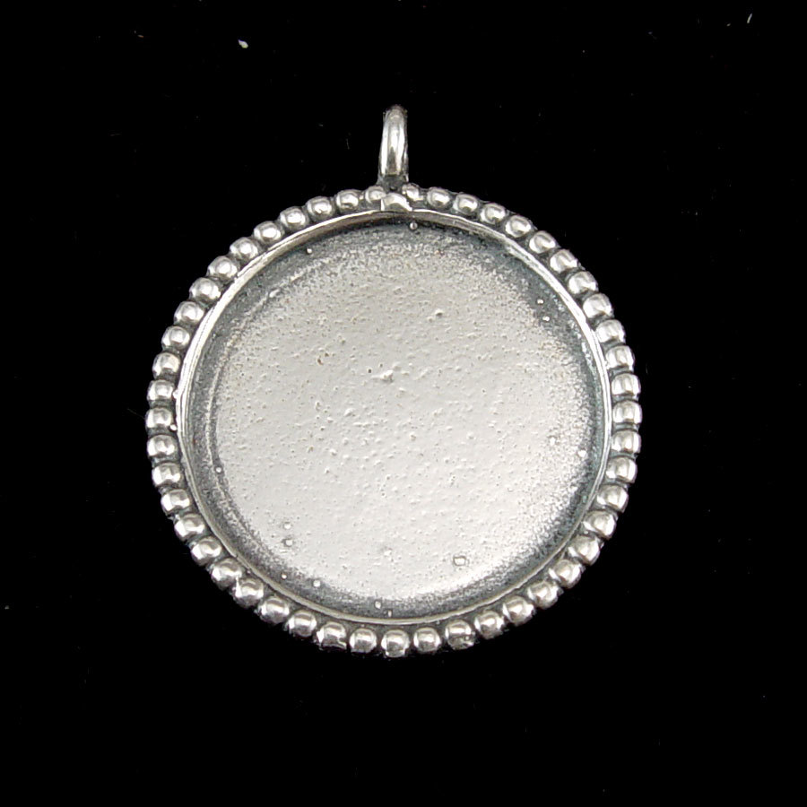 Metal Stamping Blanks Sterling Silver Circle with Dotted Edge, 23.5mm (.93"), 19g