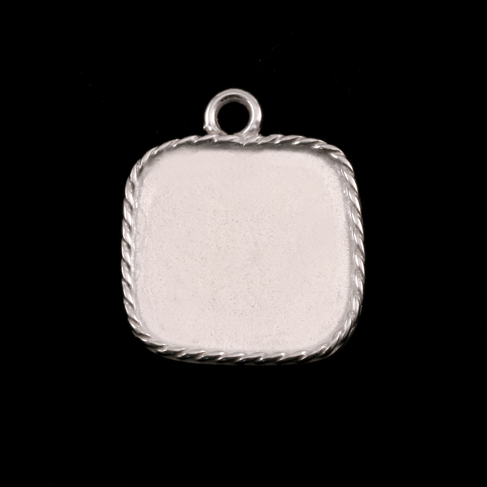 Metal Stamping Blanks Sterling Silver Square with Twisted Raised Edge
