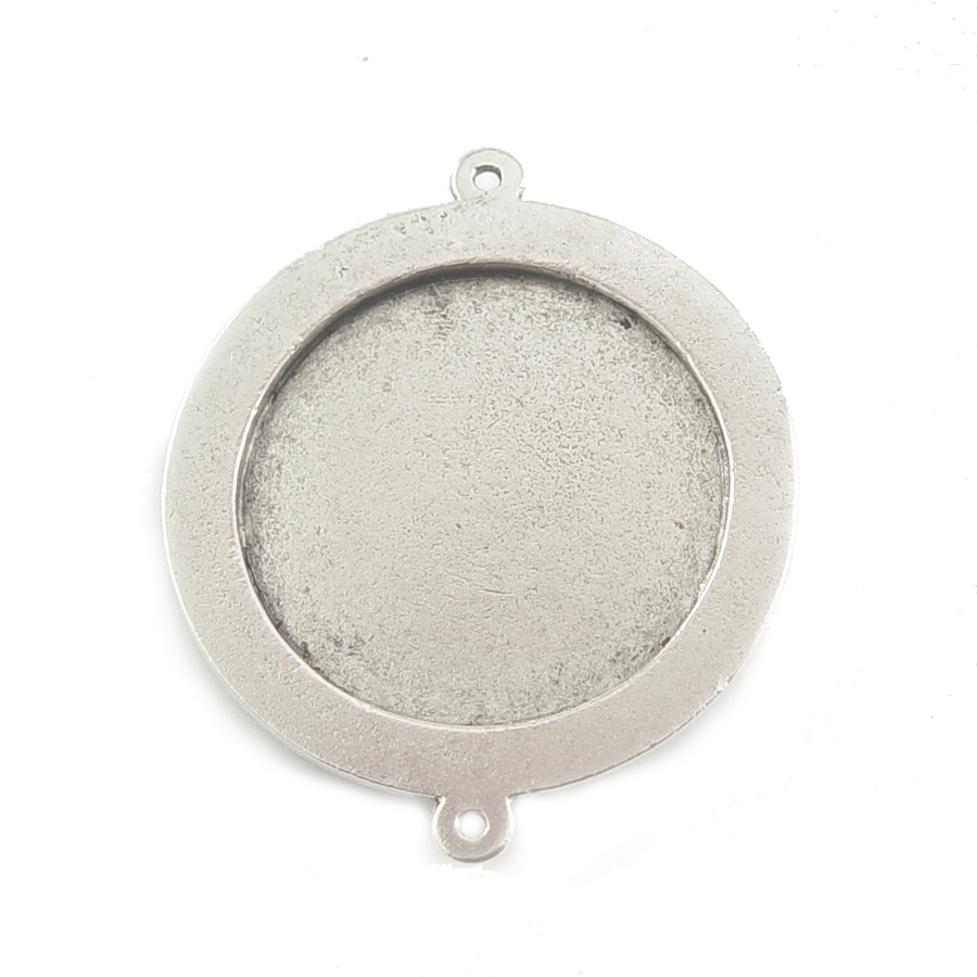 Plated Silver Large Round Bezel Link
