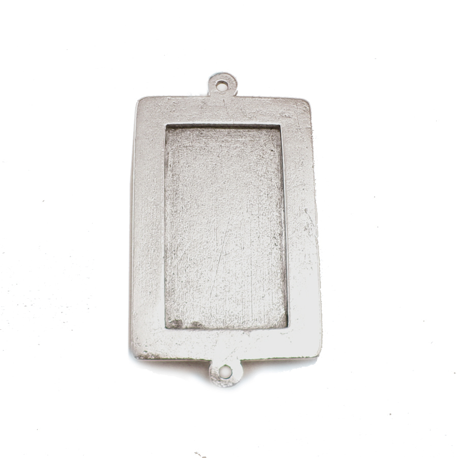 Plated Silver Large Rectangle Bezel Link