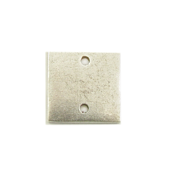 Metal Stamping Blanks Silver Plated Pewter Small Thick Square with Two Holes