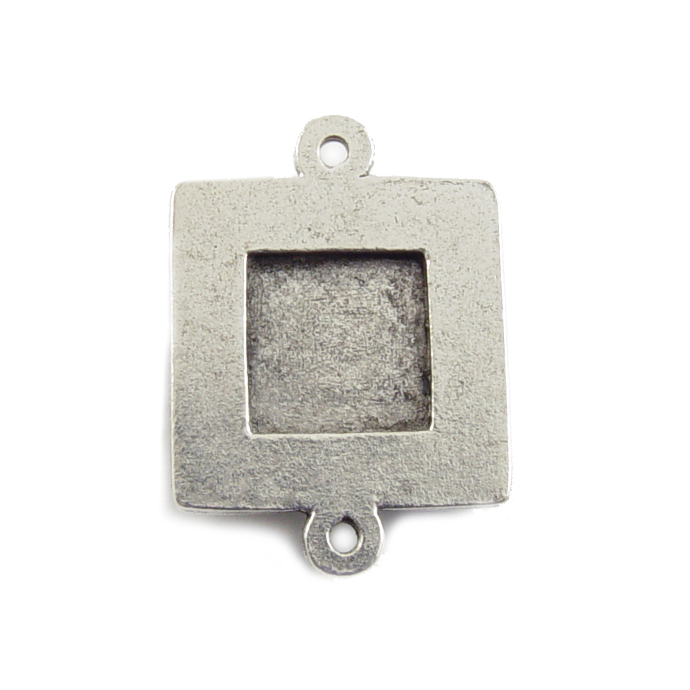 Plated Silver Small Square Bezel Link