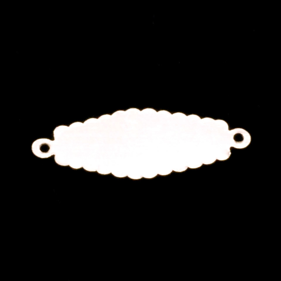 Metal Stamping Blanks Sterling Silver Scalloped Oval with Holes, 24mm (.94") x 9mm (.35"), 24g