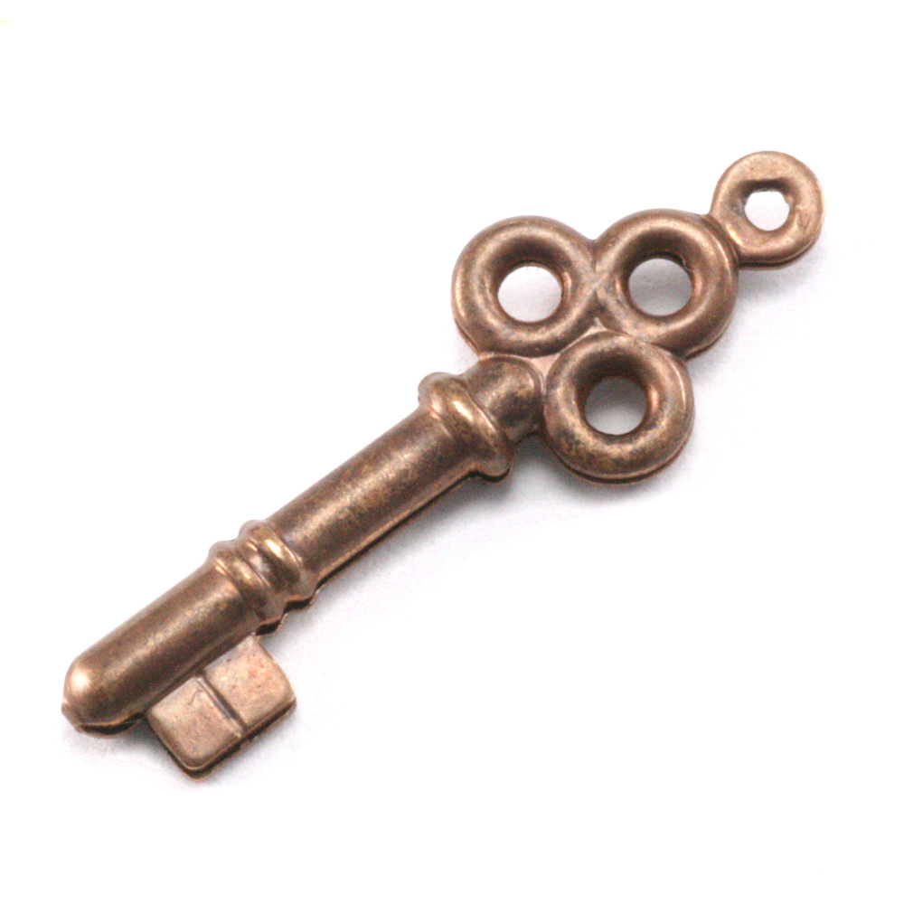 Charms & Solderable Accents Antiqued Brass Double Sided Key w/Top Loop