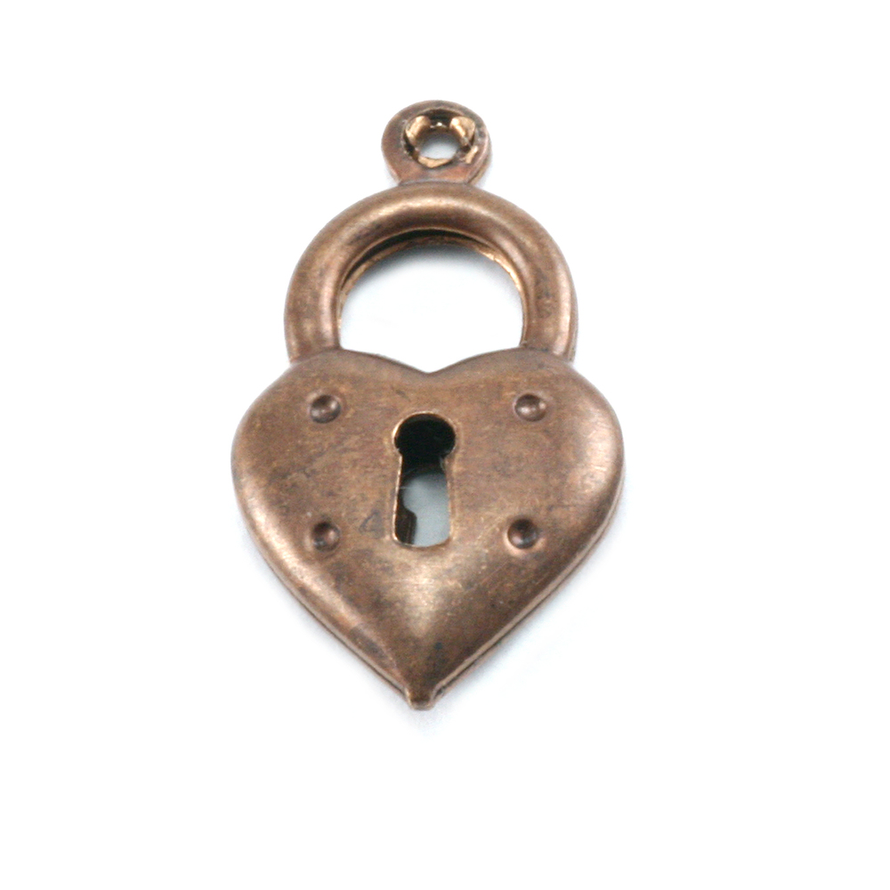 Charms & Solderable Accents Antiqued Brass Double Sided Heart Locket w/Top Loop