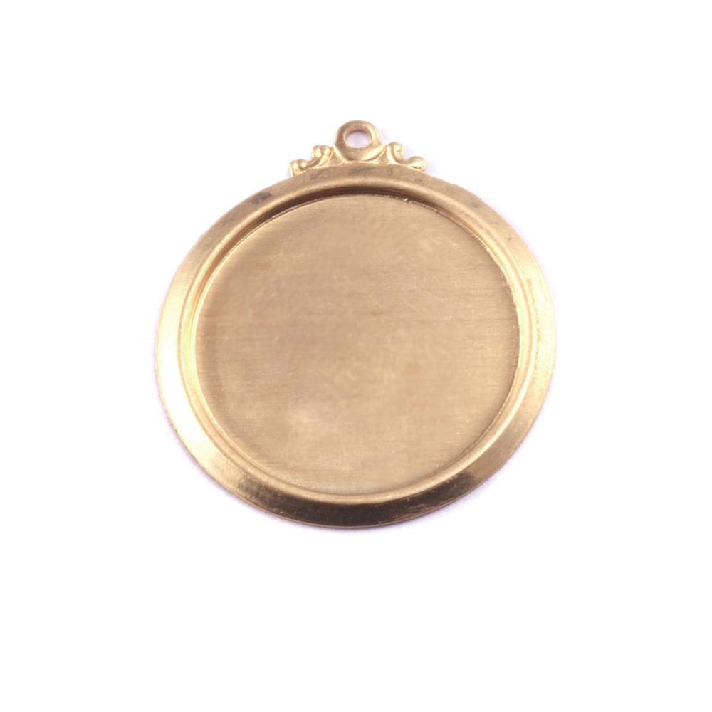 Metal Stamping Blanks Brass 5/8" (16mm) Pressed Circle w/Ornate Loop
