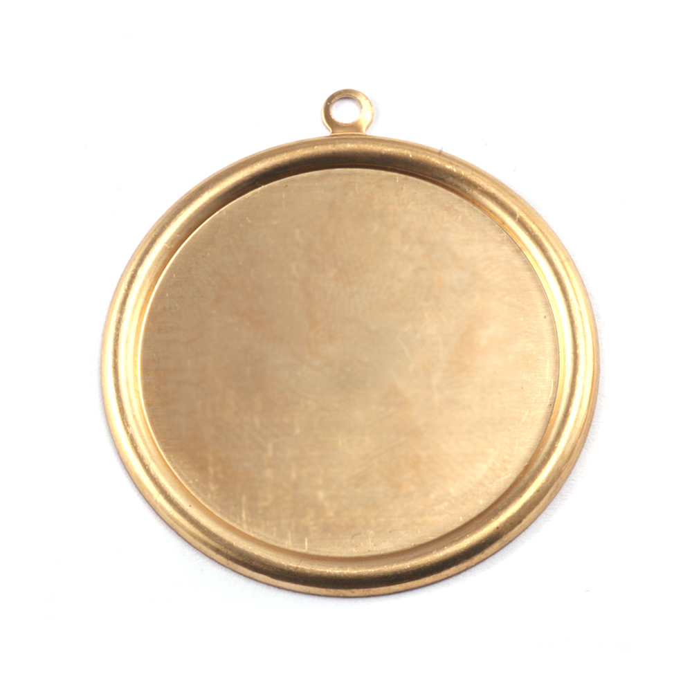 Metal Stamping Blanks Brass Pressed Circle with Raised Edge, 29mm (1.14"), 26g