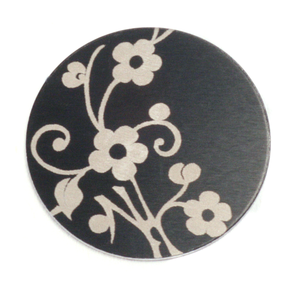 Anodized Aluminum 1" Circle, Black Design #1, 22g