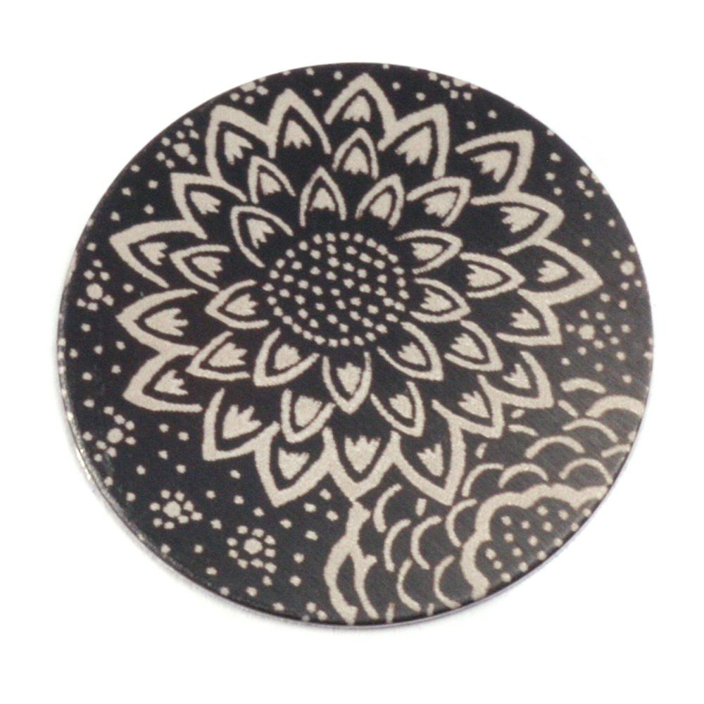 Anodized Aluminum 1" Circle, Black Design #3, 22g