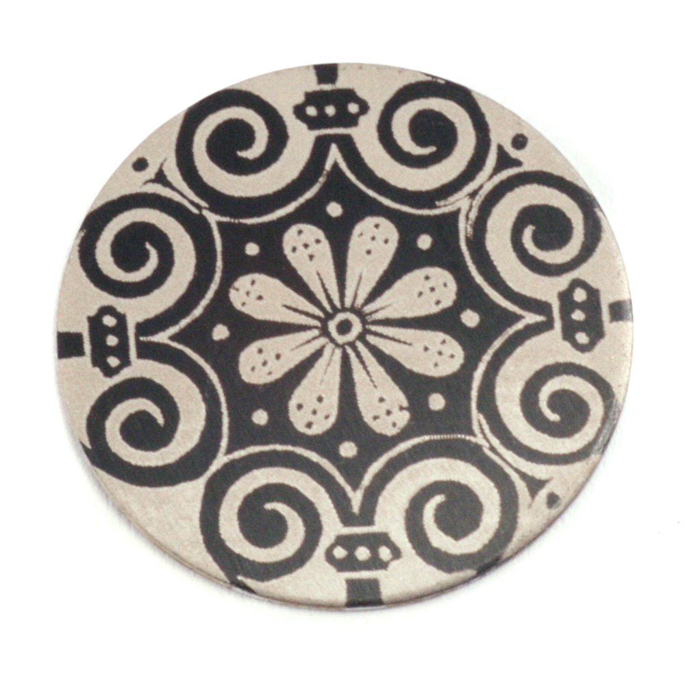 Anodized Aluminum 1" Circle, Black Design #4, 22g