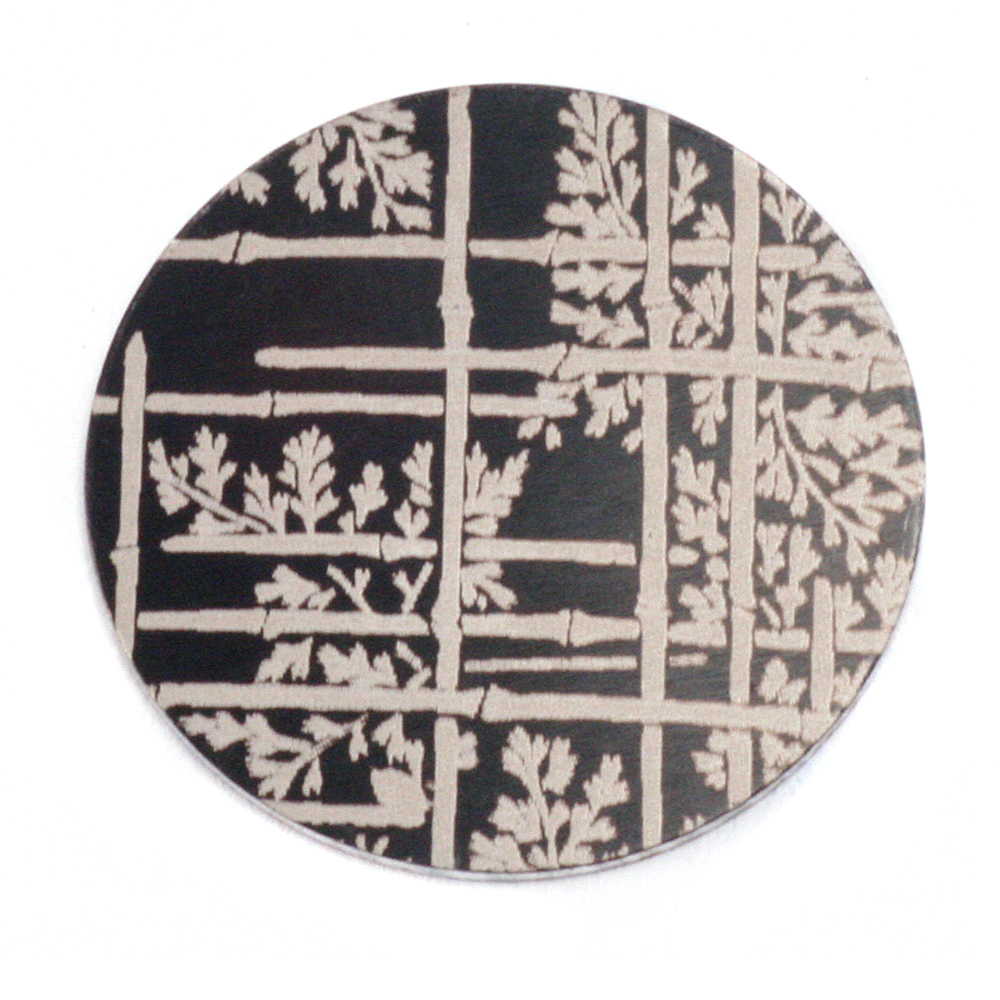 Anodized Aluminum 1" Circle, Black Design #6, 22g