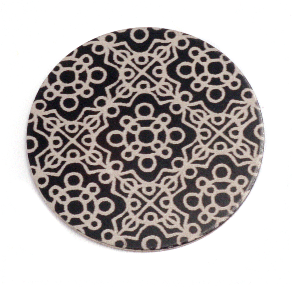 Anodized Aluminum 1" Circle, Black Design #11, 22g
