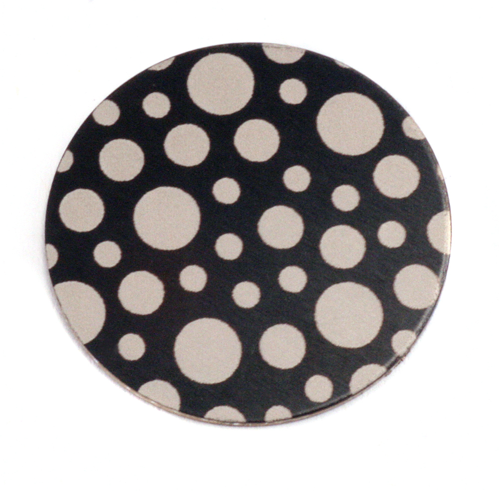 Anodized Aluminum 1" Circle, Black Design #12, 22g