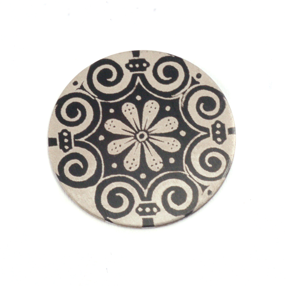 Anodized Aluminum 5/8" Circle, Black Design #4, 22g