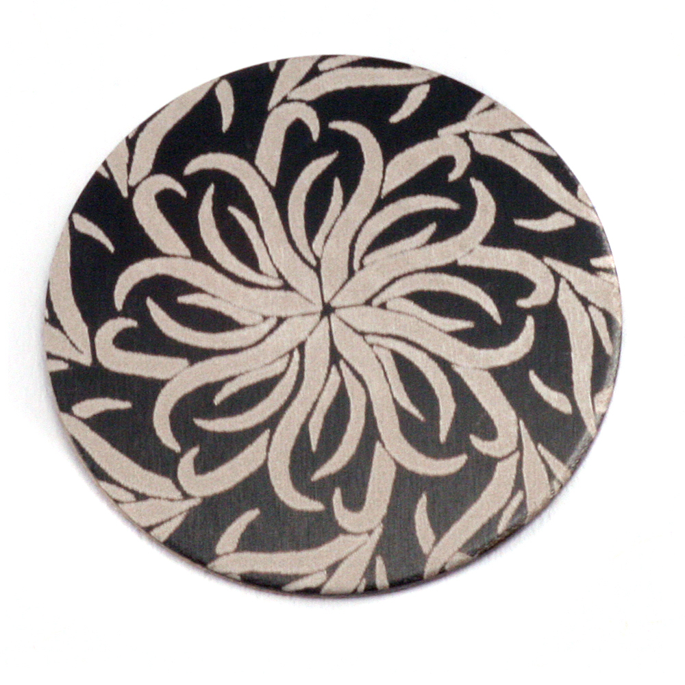 Anodized Aluminum 1" Circle, Black Design #14, 22g
