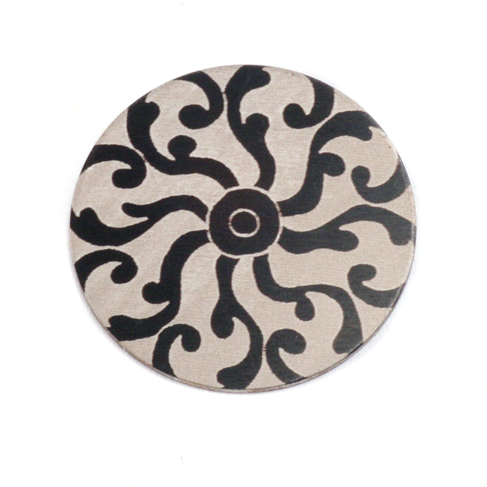 Anodized Aluminum 3/4" Circle, Black Design #8, 22g