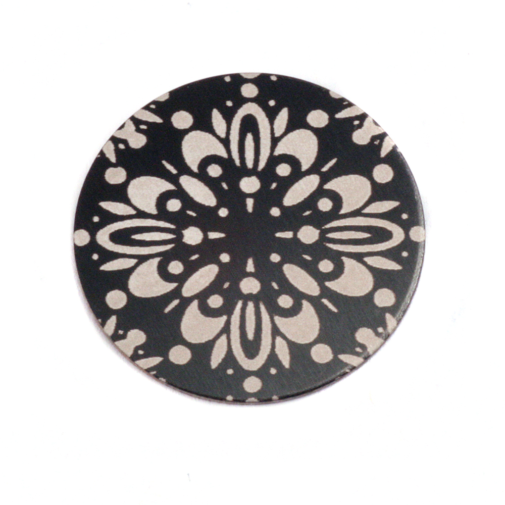 Anodized Aluminum 3/4" Circle, Black Design #10, 22g