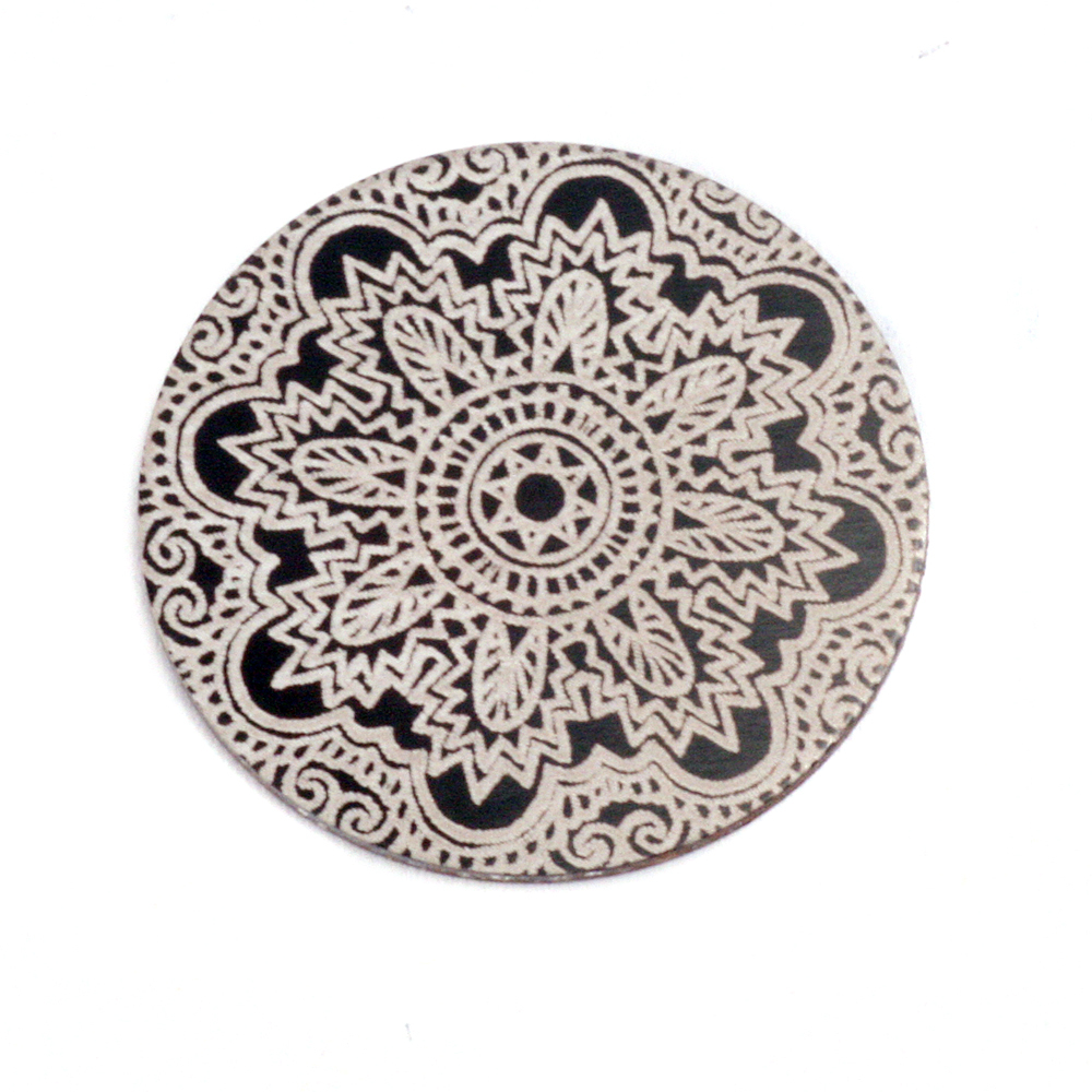 Anodized Aluminum 3/4" Circle, Black Design #17, 22g