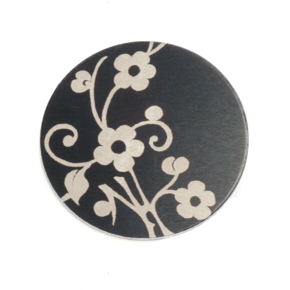 Anodized Aluminum 3/4" Circle, Black Design #1, 22g