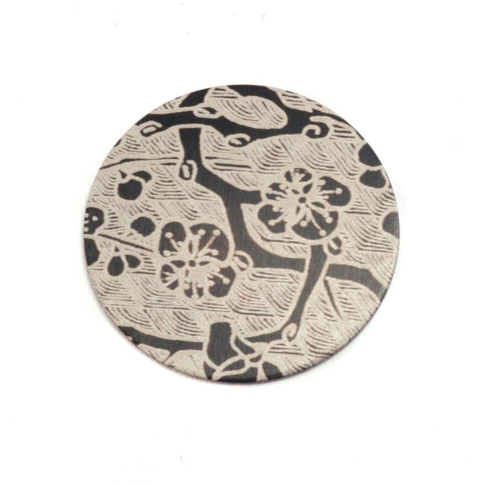Metal Stamping Blanks Anodized Aluminum 5/8" Circle, Black Design #2, 22g