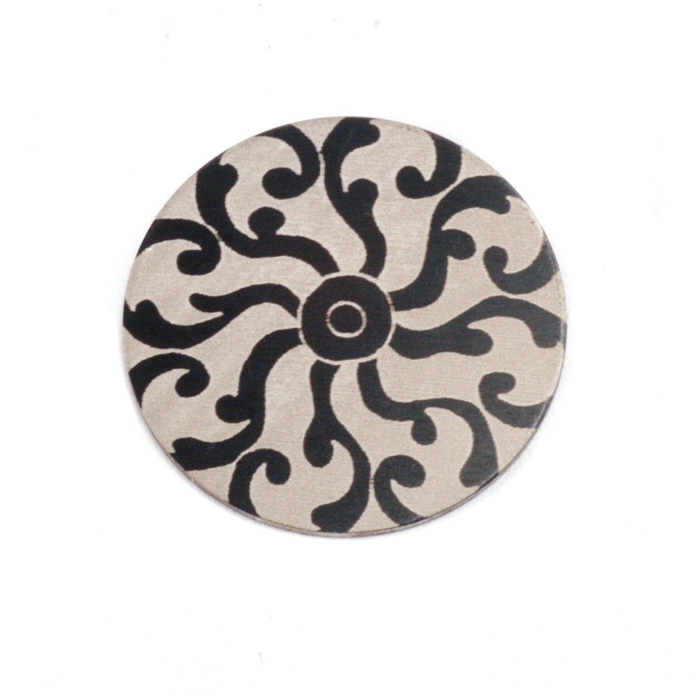 Anodized Aluminum 5/8" Circle, Black Design #8, 22g