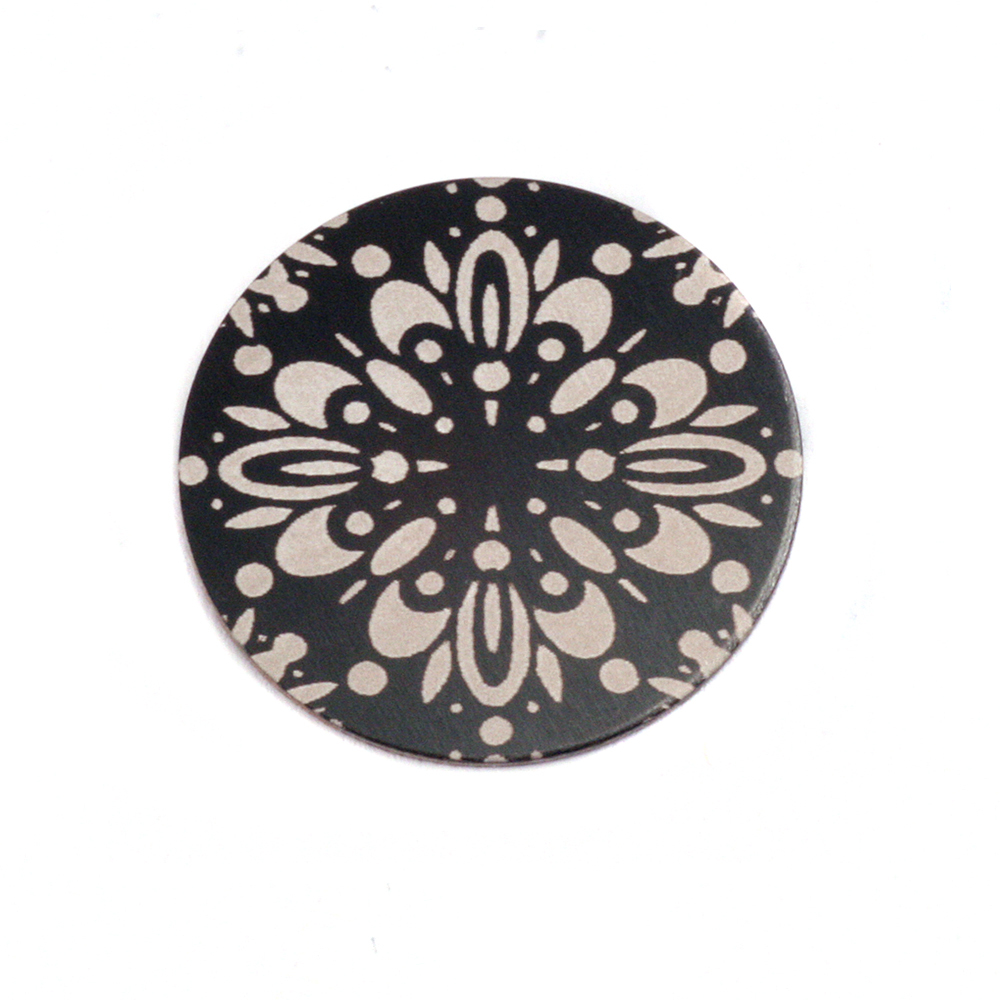 Anodized Aluminum 5/8" Circle, Black Design #10, 22g