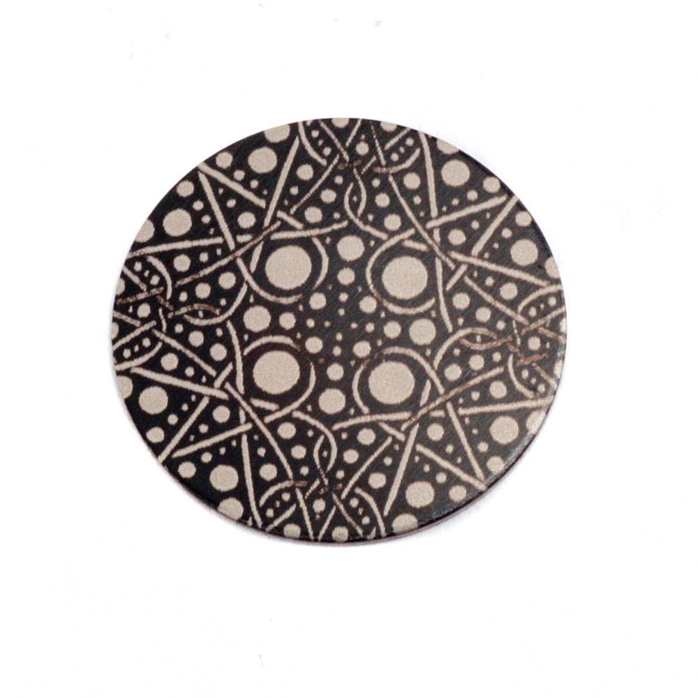 Anodized Aluminum 5/8" Circle, Black Design #16, 22g