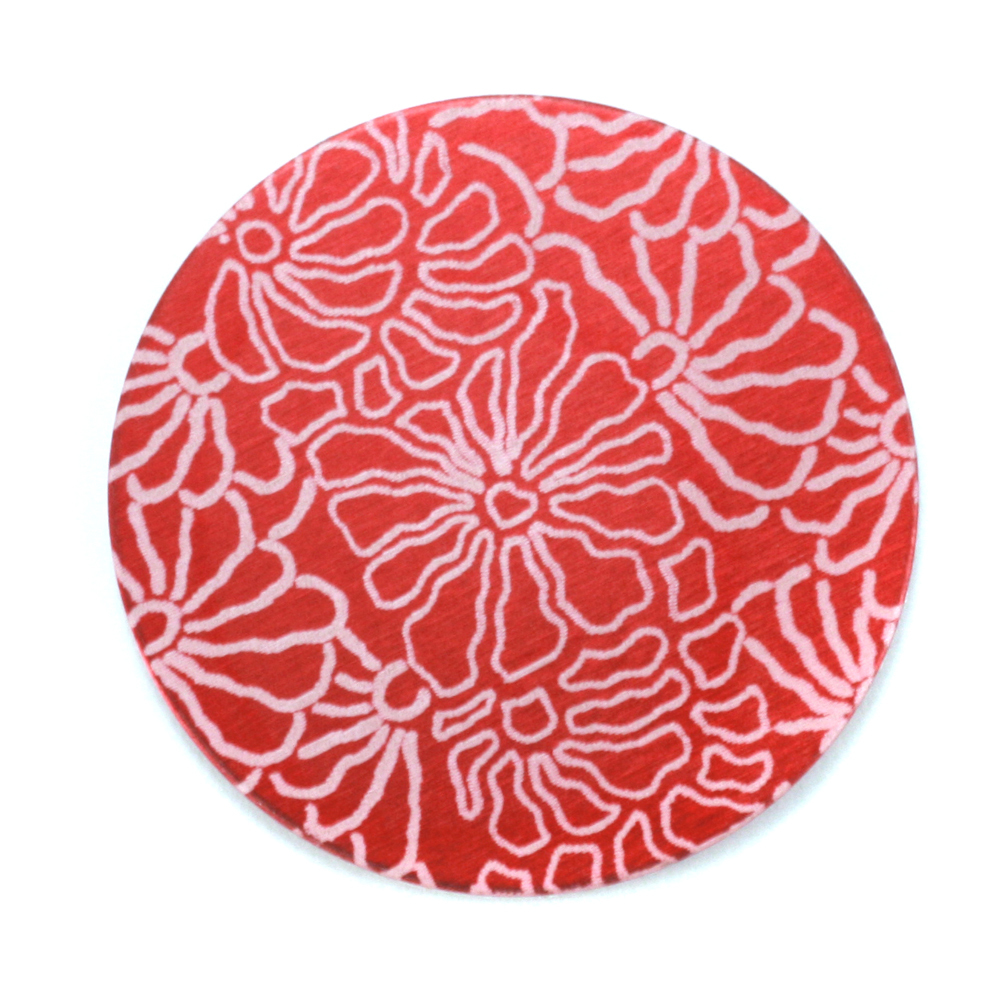 Anodized Aluminum 1" Circle, Red Design #5, 22g