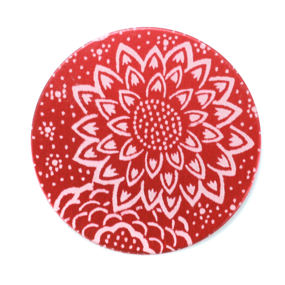 Anodized Aluminum 1" Circle, Red Design #3, 22g