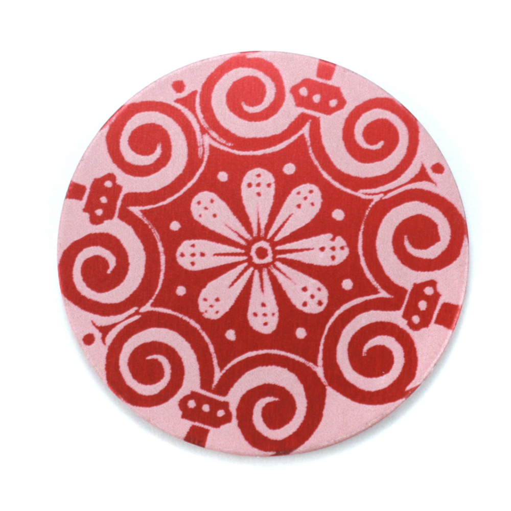 Anodized Aluminum 1" Circle, Red Design #4, 22g